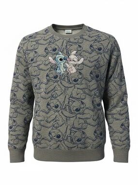 Disney Stitch Sweatshirt Womens Crewneck Gray Graphic Pullover Lilo & Stitch Med